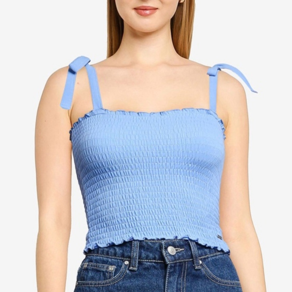Hollister Light Blue Tube Top With Tie Straps